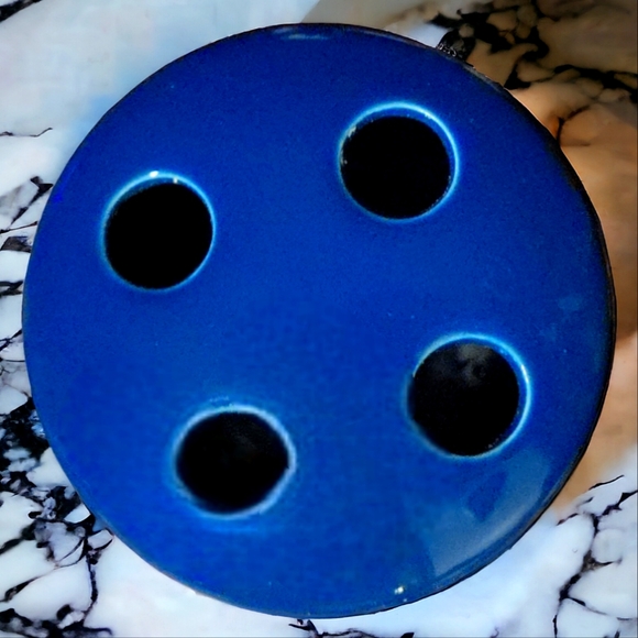 Vtg 4 Hole Toothbrush Holder Dark Midnight Blue With Stopper - Picture 2 of 3